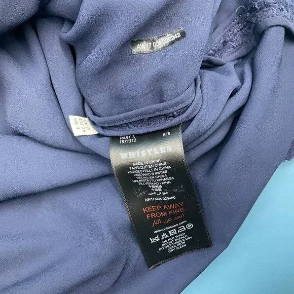 Whistles Women’s Floral Lace Navy Blue Lined Dress Short Sleeve - UK 8 / EU 36 - Picture 7 of 10